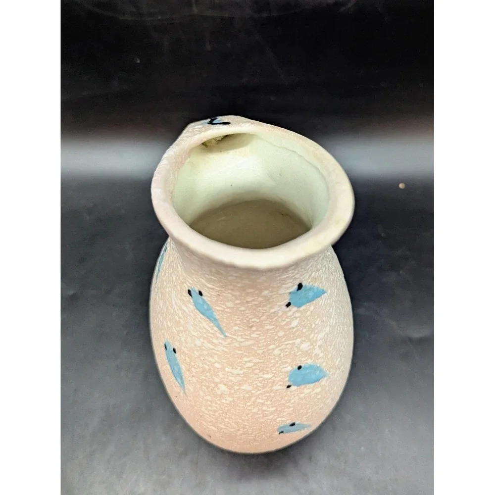 Vintage Mid Century Pink Lava Glaze Pitcher W/ Handle MCM 8.5